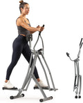 Sunny Health & Fitness Foldable Air Walk Elliptical, 30" inch Long Stride Full-Body Cardio Cross Trainer Glide Exercise for Home Office, SunnyFit App via Bluetooth with Optional Adjustable Resistance