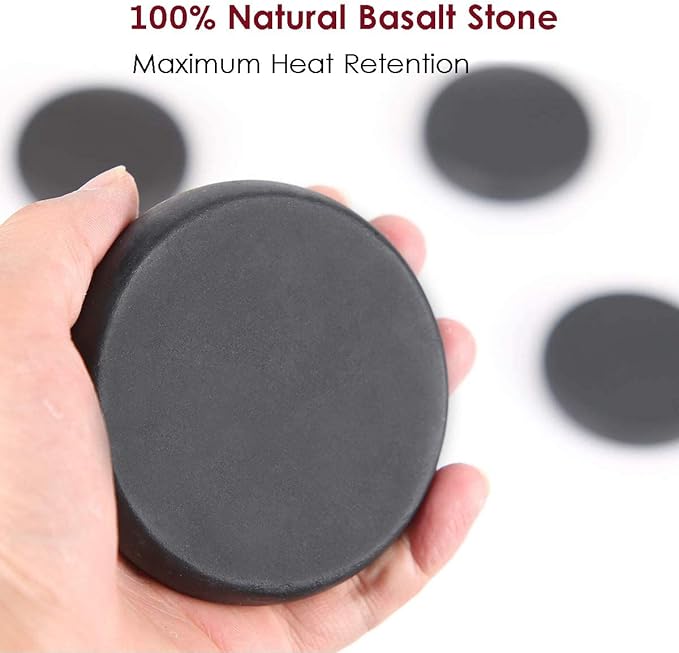 Maxdee Massage Stones Essential Hot Stones for Massage, 6 Large Hot Stones Massage Kit Hot Rocks Massage Stones for Professional or Home Spa, Foot Heater, Relaxing, Healing, Pain Relief, 3.14"
