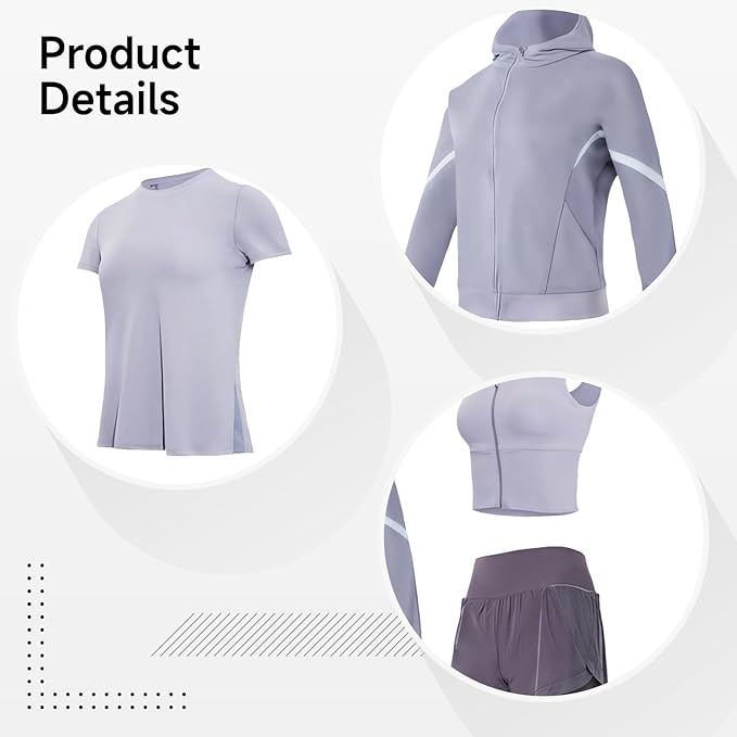 Four-Piece Yoga Set, Anti-Pilling, Breathable Pilates Workout Wear For Women, Includes Shorts, Pants, Jacket, And Bra Top, Xxl Black, Material Ideal For 110 To 330, 5 Ft To 5 Ft 11 In