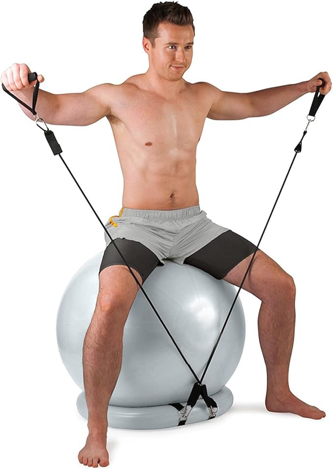 Backless Balance Ball Chair Exercise Stability, 21 25 29 Inch Pregnancy Labor Medicine Ball Chair for Home Gym Office, Gray Exercise Ball Kit with Base & Bands(Diameter 55cm(21 3/5 inch))