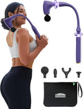 2-in-1 Detachable Muscle Massage Gun Deep Tissue with 20'' Extension Handle, Back and Neck Massager for Pain Relief, Handheld Massager for Shoulder Lower Back Leg Waist, Purple