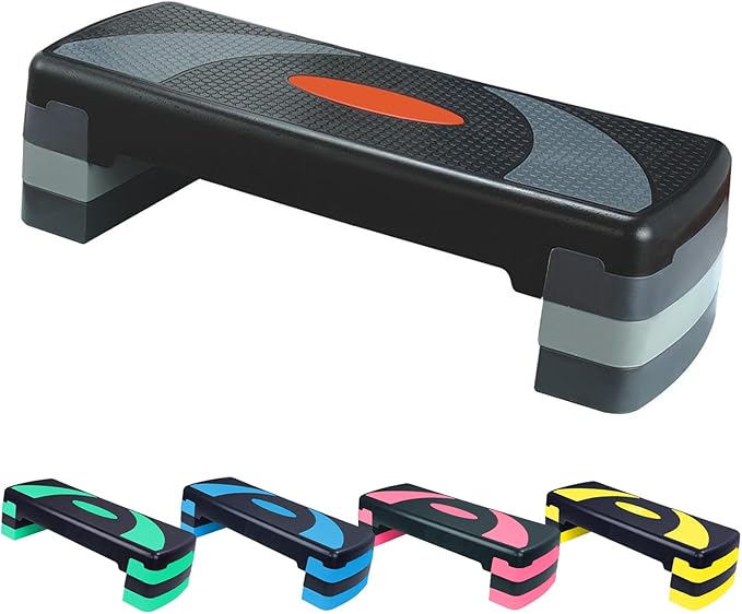 Aerobic Step Platform Exercise Step with 3 levels Adjustable Height Non-Slip Exercise Stepper for Cardio, Strength, and Fitness Workouts at Home or Gym