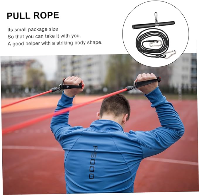 Muscle Training Accessories DIY Fitness Machine Supplies with Short Rod and 2.5m High-Strength Rope, 2pcs Gym Attachments for Home Strength Training Equipment