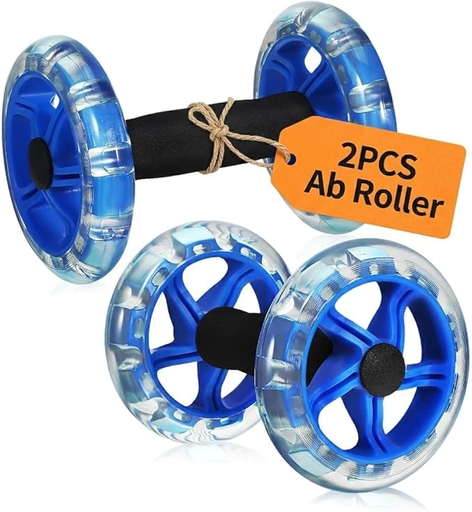 Kisangel 2pcs Ab Roller Wheel, Exercise Abdominal Roller Dumbbell Fitness Dual Wheel for Hand Weights Equipment