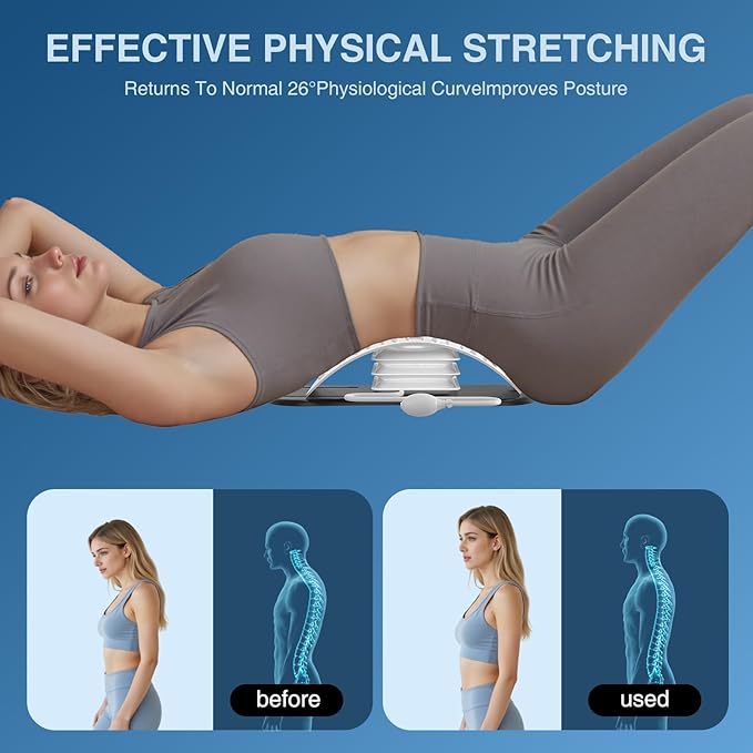 Docemel Back Stretcher for Lower Back Pain Relief,Adjustable Inversion Lumbar Traction Device,Lumbar Support Board for Spinal Decompression and Scoliosis,Sciatic Nerve Release Tool,Back Cracker Board