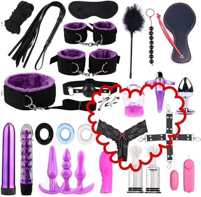 Fashion 28 Piece Pilates Soft Leather Nylon Hand, Foot, and Hip Equipment Set, Couple Cosplay Clothing, Fun Yoga Accessories, Original Gift (Purple)