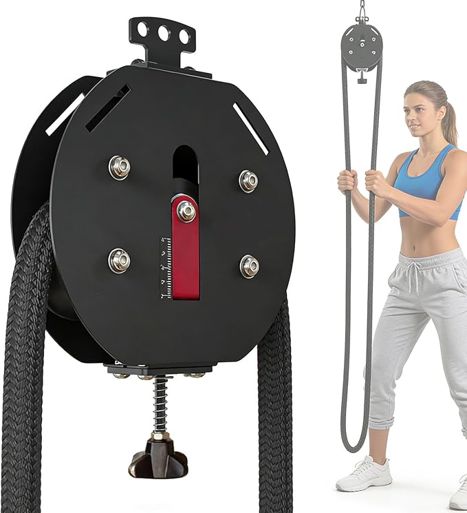 Endless Rope Trainer, Suspension Pulley Cable Machine with Adjustable Resistance, Pull Rope Fitness Training Equipment, for Physical Training red