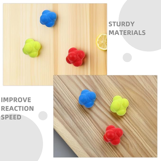 6pcs Hexagon Agility Reaction Balls 5.5cm Hand Eye Coordination Training Balls for Adults Fitness Catch Games and Reflex Speed Improvement
