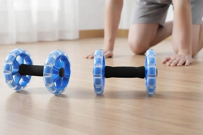 Exercise Roller Ab Exercise Abdominal Roller Wheel Dumbbell, Stable Abdominal Exercise Roller for Abs, Core Strength, Arms & Back, Portable Fitness Trainer for Men & Women