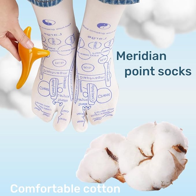 COLSA Reflexology Socks with Tools,Acupoint Socks Set,Beginner Acupoint Massage Tools Large Triangular Sparrow+acupoint Stick(2pcs Women+Gloves)