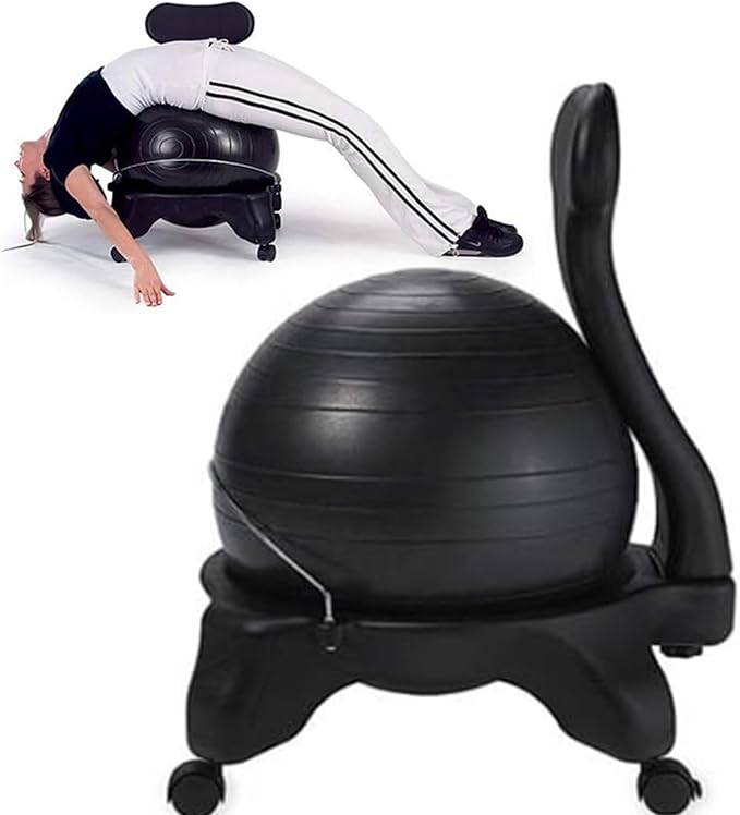 Yoga Ball Chair,Fitness Balance Ball Chair,Balance Ball Chair,Exercise Stability Yoga Ball Chair,for Exercise & Balance (Black)