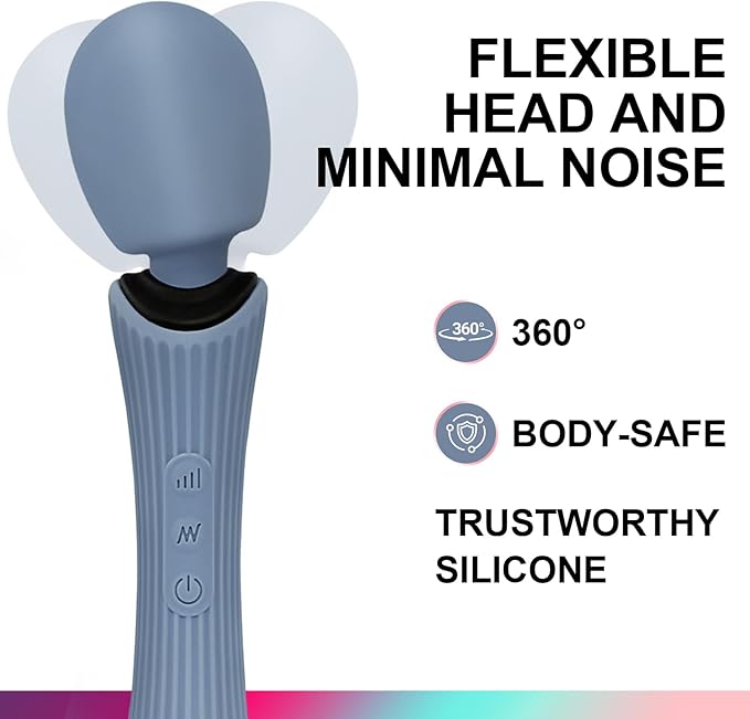 Handheld Massage Wand for Muscle Recovery - Cordless Electric Personal Massager with 12 Modes & 3 Speeds - Waterproof, Quiet & USB Rechargeable - Rose Blue