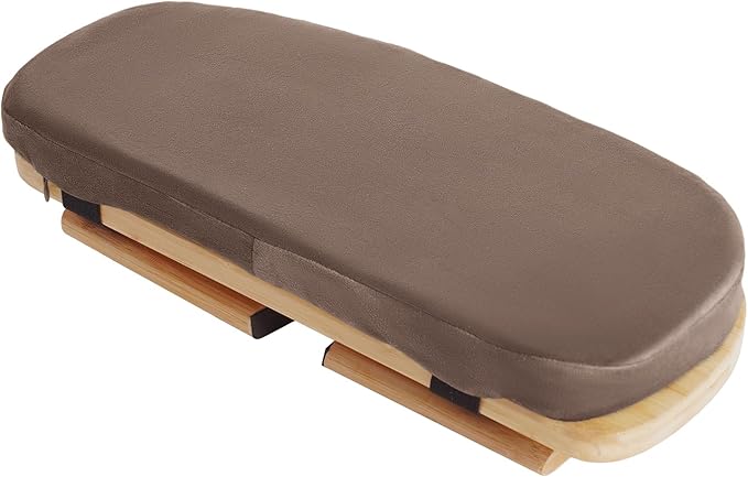 Bamboo Meditation Bench, Foldable & Ergonomic Meditation Stool, Portable Prayer Bench with Cushion, Comfortable Kneeling Chair for Kneeling or Sitting, Coffee