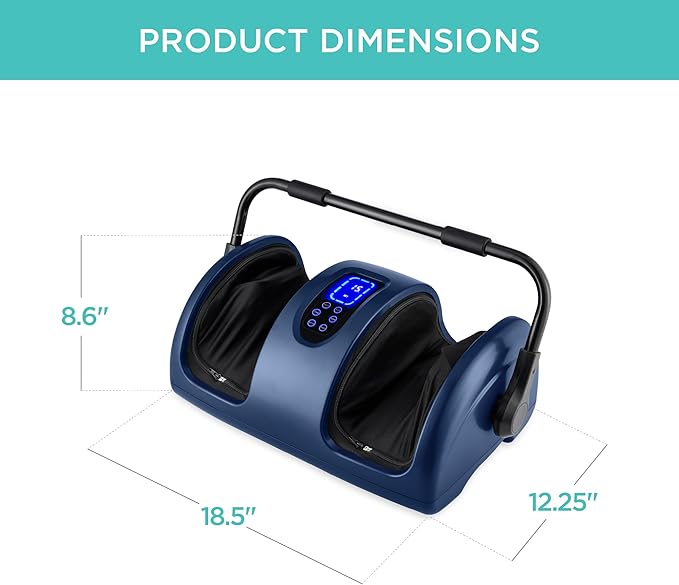 Best Choice Products Heated Shiatsu Foot Massager for Pain Relief, Plantar Fasciitis, Neuropathy, Blood Circulation w/Compact Design - Navy Blue