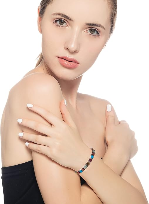 Copper Bracelets for Women, Pure Copper with Colored Turquoise Bracelet, 3500 Gauss Magnets, Fashion Jewelry（FUTI-1）