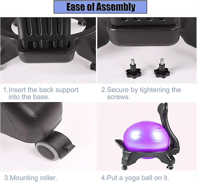 Yoga Ball Chair,Yoga Ball，Exercise Ball, Yoga Ball Chair Ergonomic Chair with Replaceable Balls Stability Yoga Ball Chair for Office Home Classroom Exercise Ball Seat(Light Gray)