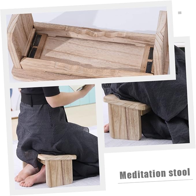 TOYANDONA Meditation Bench Wooden Kneeler Seat Stool for Prayer Non-Slip Zen Stool
