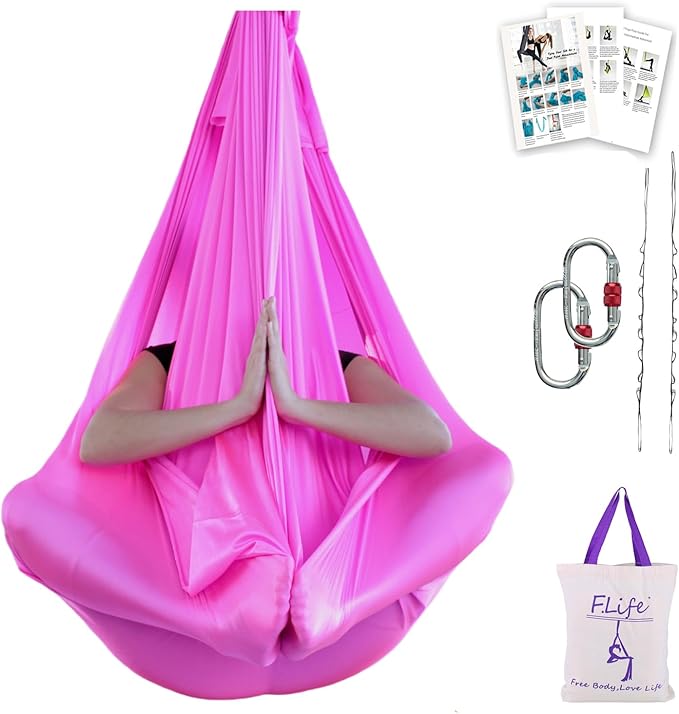F.Life Aerial Silk Yoga Hammock & Swing for yoga Inversion,Strength training,starter hardware kit