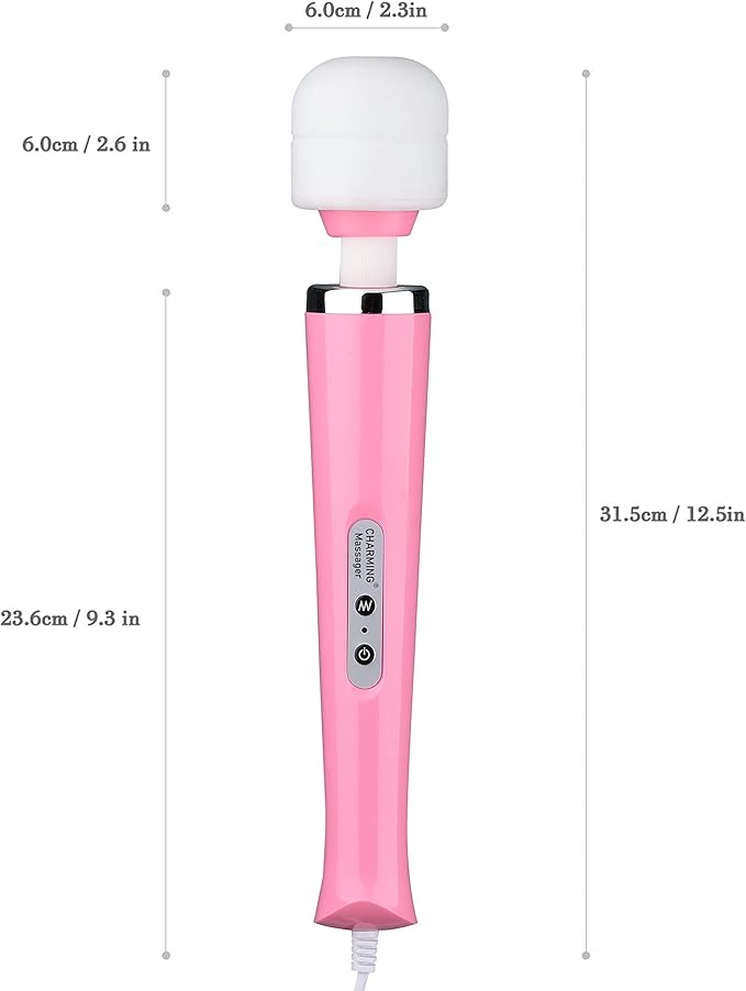 CHARMING Wired Powerful Handheld Back Massager with Strong Vibrations, Personal 10 Speeds Therapy Massager for Sports Recovery, Muscle Aches, Body Pain (Pink)