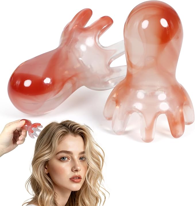 2 Pack Octopus Head Massage Comb Pink Manual Scalp Massager for Headaches Migraines Stress Relief Point Massage Acupressure Tools with 8 Nodes Portable for Home Office Massage