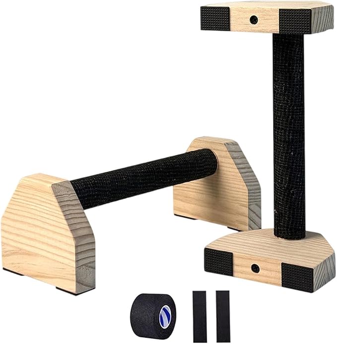 2Pcs Push up Bar Sturdy Wooden Parallettes Bar Push up Stands Pushup Handles for Gymnastics Strength Training Aerobics