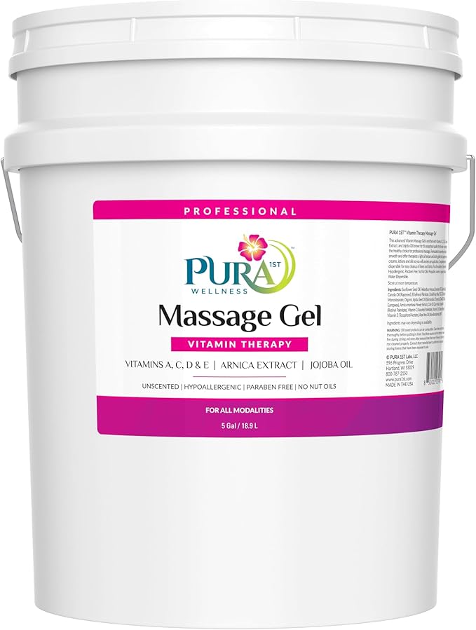 Vitamin Therapy 5 Gallon Massage Gel, Vitamin E, Professional, Massage Therapy, Deep Tissue, Unscented, Hypoallergenic, Natural Ingredients, Skin Hydrating, Moisturizing, Muscle Relief