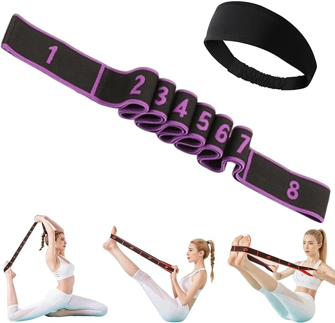 Fitness Resistance Band for Stretching and Yoga, Fashion Puller Exercise, Fitness Resistance Bands with Handles, Adjustable 8 Segment Numbered Resistance Band for Full Body