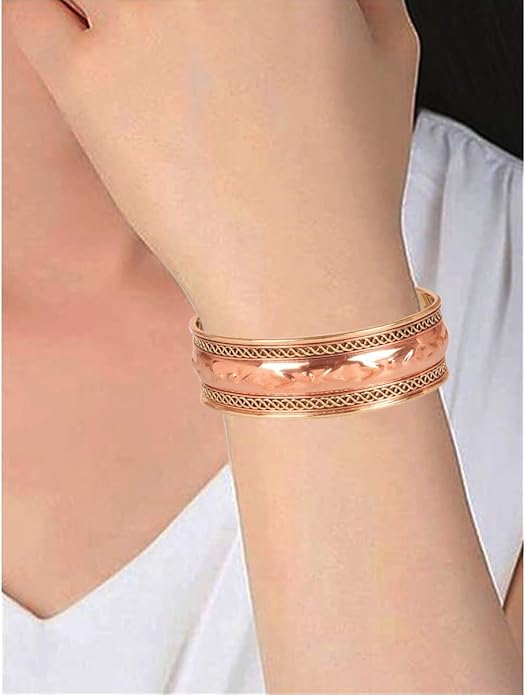 Touchstone copper bracelets | gift for men women |adjustable 100% pure solid real magnetic jewelry | handmade bracelet set combo | rope braided tibetan bangles.