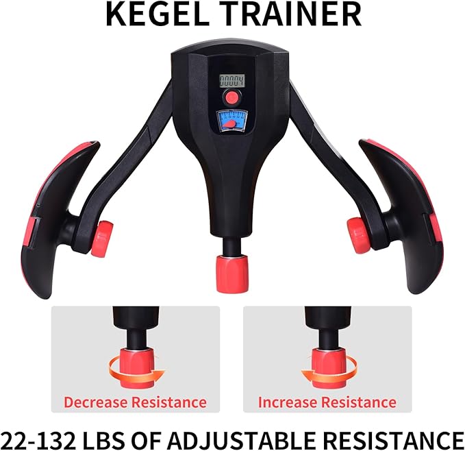 Thigh Trainer with Counter,3-in-1 Pelvic Floor Exercise Device,Adjustable 0-132lb Resistance Kegel Exerciser and Home Workout Equipment for Women and Men