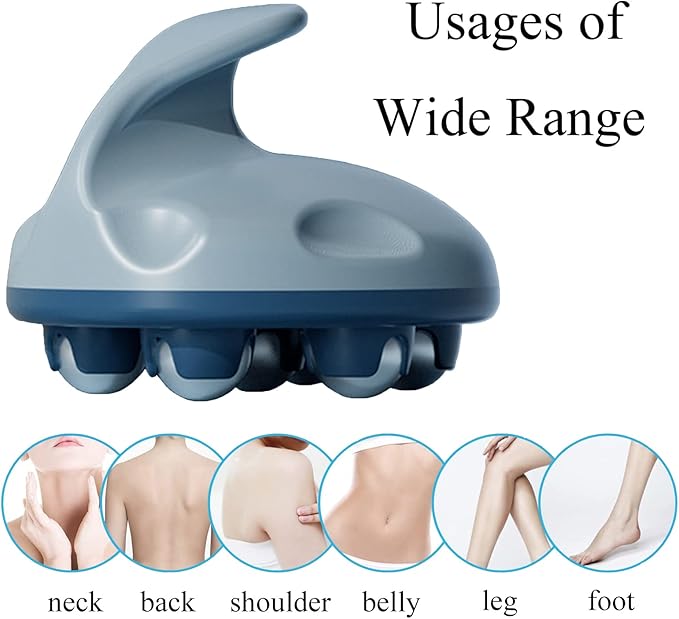 WMM Hand Held Massager, Full Body Massage Tool with Roller Ball Massager Manual 360-degree-roller for Muscle Back Neck Joint Foot Shoulder Leg Pain Relief with Portable Design