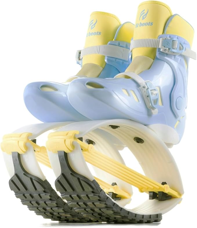 FIT BOOTS for Women Exercise - Premium Moon Shoes for Jumping, Kangaroo Shoes for Training, Cardio & Fun, Joint-Friendly, Rebounder Jumps Boots for Adults & Kids, Bouncy Workout (Women-Yellow)