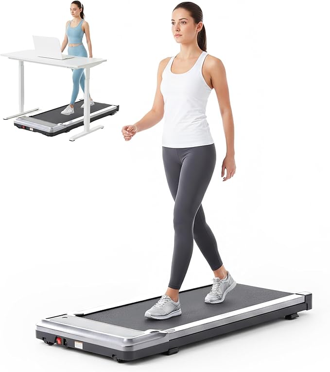Smug Compact Armless Treadmill, Space Saving Design for Home & Office, Quiet Under Desk Walking Pad, 200 Lbs Capacity 3 in 1 Portable Walking Treadmill