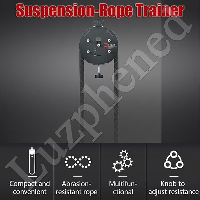 Endless Rope Trainer, Portable Cable Pulley System, Adjustable Tricep Rope Attachment with 330lb Load Capacity, 30kg Max Resistance for Full Body Workout & Strength Training Red