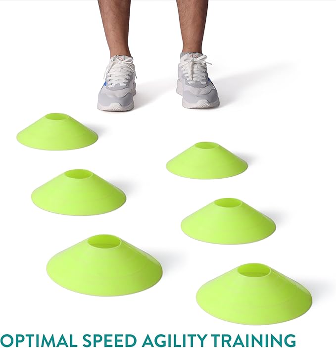Navaris Agility Ladder Set with Hurdles - Complete Kit - 4 Adjustable Height Hurdles - Indoor or Outdoor Speed Agility Training - 10 Disc Cones - Yellow