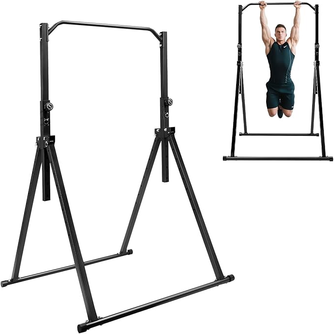 Foldable Pull Up Bar Free Standing | Power Tower Pull Up Dip Station | Adjustable Workout Pull Up Tower Station | Strength Training Fitness Equipment | Triangular Design | 440 LBS Weight Capacity