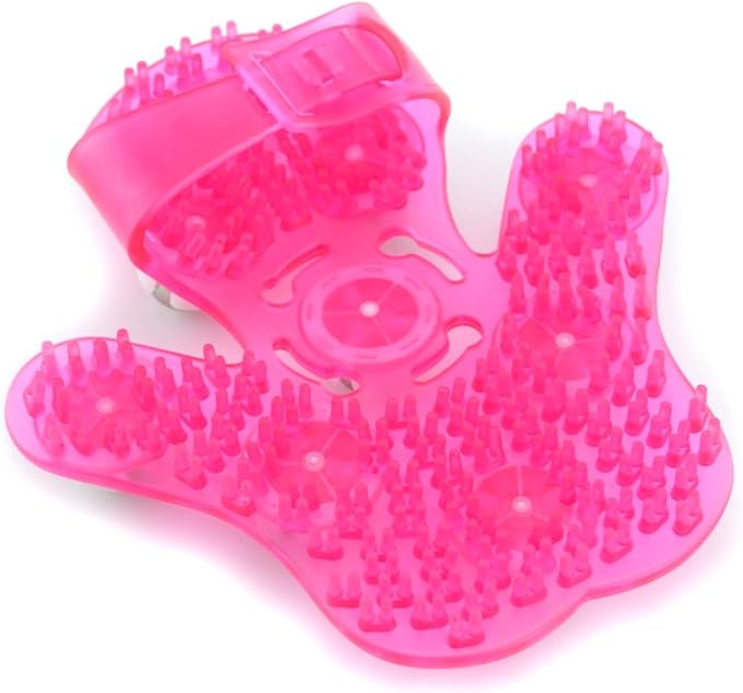 SAMYO Palm Shaped Massage Glove Body Massager with 9 360-degree-roller Metal Roller Ball Beauty Body Care (Pink)