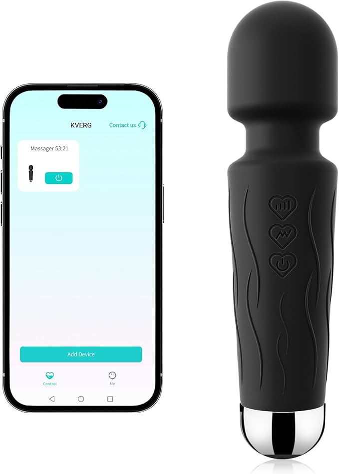 Handheld Personal Small Massager with APP–Waterproof, USB Rechargeable, 20 Vibration Patterns, 8 Speeds,Black