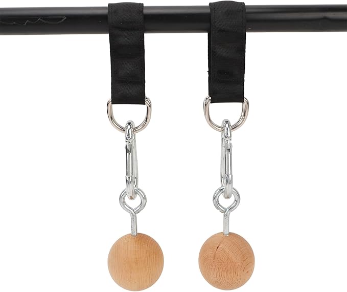 VGEBY Pull Up Ball Grip, 1 Pair Anti Slip Beech Wood Climbing Ball Hold Grip with Strap Grip Strengtheners for Strength Training Fitness Strength Training Devices