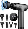Massage Gun, Massage Gun Deep Tissue, Handheld Back Massager for Athletes, Percussion Muscle Massager with 6 Attachments & 30 Speed, Father's Day, Grey