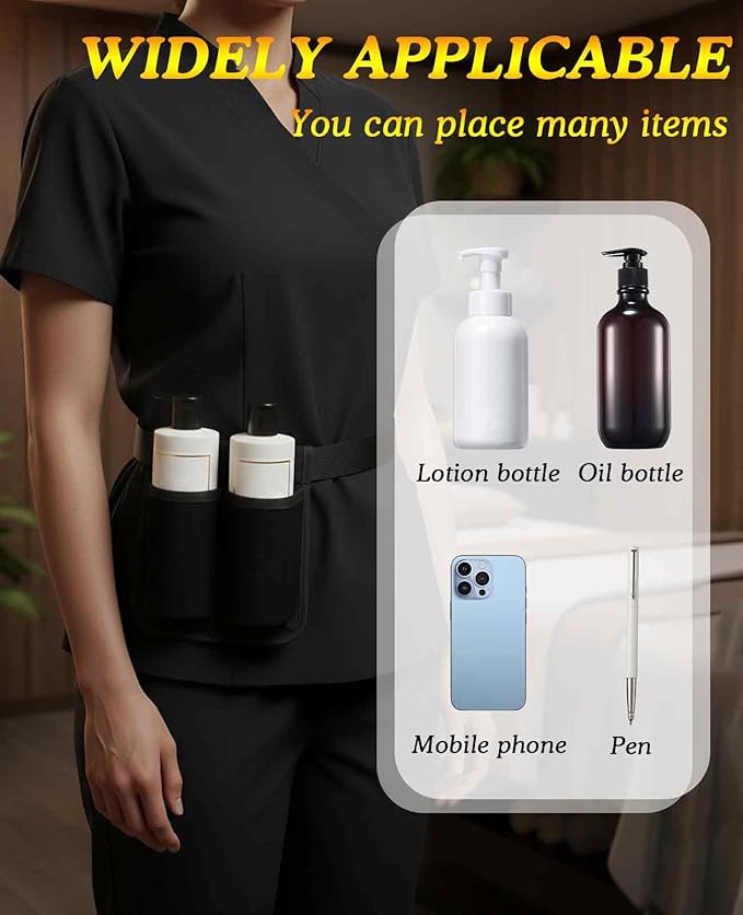 2PCS Massage Lotion Holster, Machine Washable Oil Bottle Belt Adjustable Strap and Durable