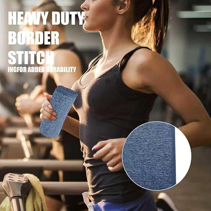 Microfiber Quick Dry Gym Towel, Silver ION Odor-Free Absorbent Fiber, Fast Drying, Men & Women Workout Gear for Body Sweat, Working Out, Towels (Blue, 5Pack - 16 * 27Inch)