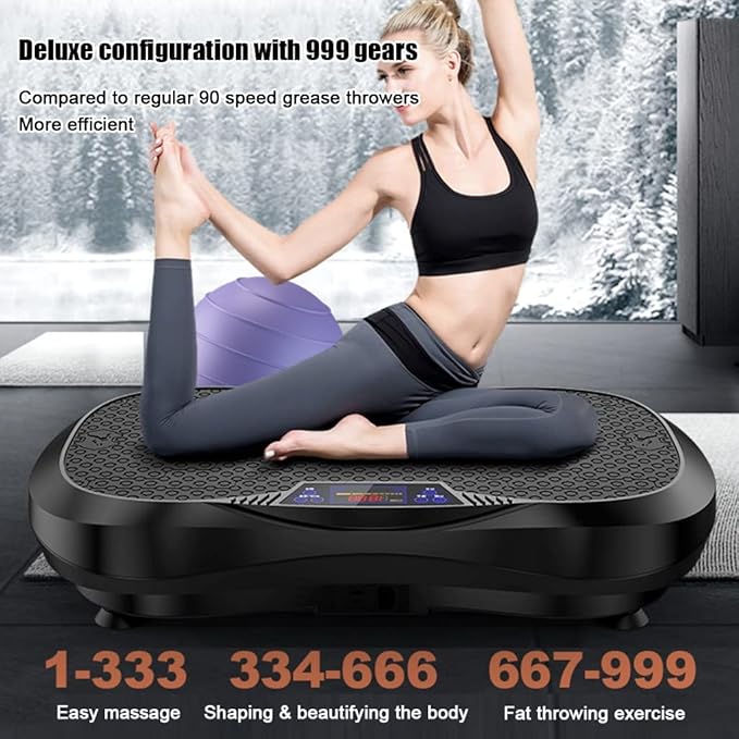 Vibration Platform with Resistance Exercise Band - Vibrating Shaker Power Machine - Equipment for Whole Body Home Fitness - PulsatingTraining