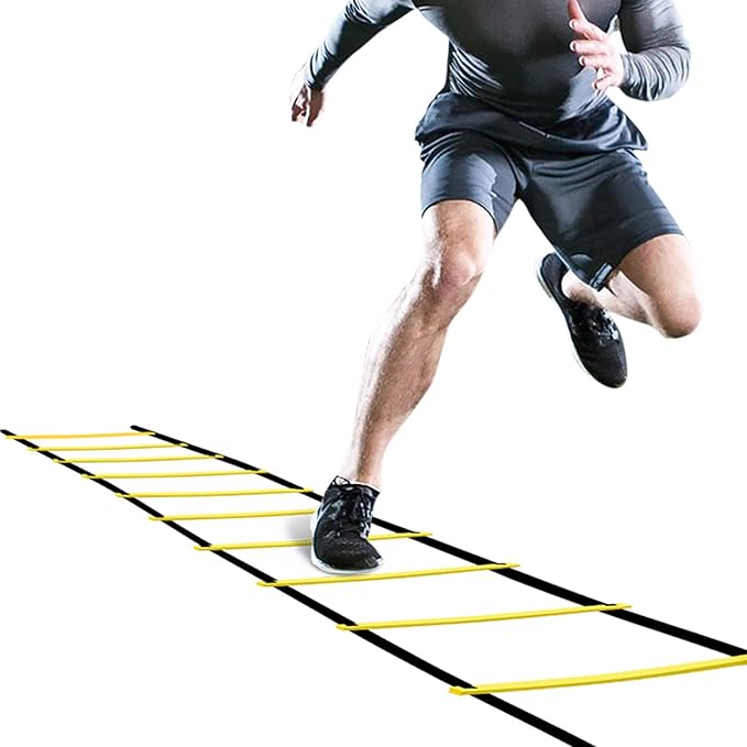 GHB Agility Ladder 1 Pack and Hex Agility Rings 1 Pack 12 Rung 20ft with 3 Carrying Bag
