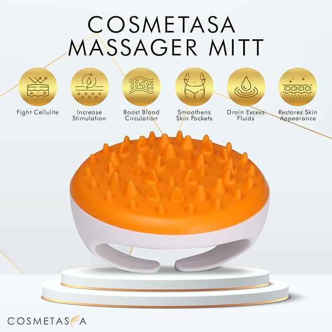 Cellulite Massage Oil with Massager Mitt - 100% Natural Cellulite Oil, Highly Absorbable and Deeply Penetrates Skin- Firms, Tones, Tightens & Moisturizes Skin By Cosmetasa 16.9 oz