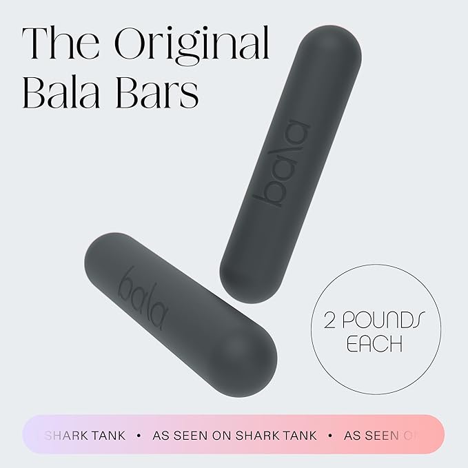 Bala Bars Dumbbell Set for Women & Men - Set of 2 Bars Designed for Walking, Strength Training, HIIT, Boxing & Aerobics - Hand Weights for Working Out at Home