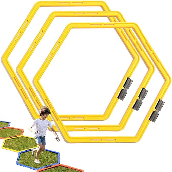 Hexagon Agility Ring Training Circle Ring Speed Agility Ladder Physical Training Ring Football Footwork Trainer Hurdles Agility Ladder Fitness Equipment Multicolor Training Ring 3Pcs