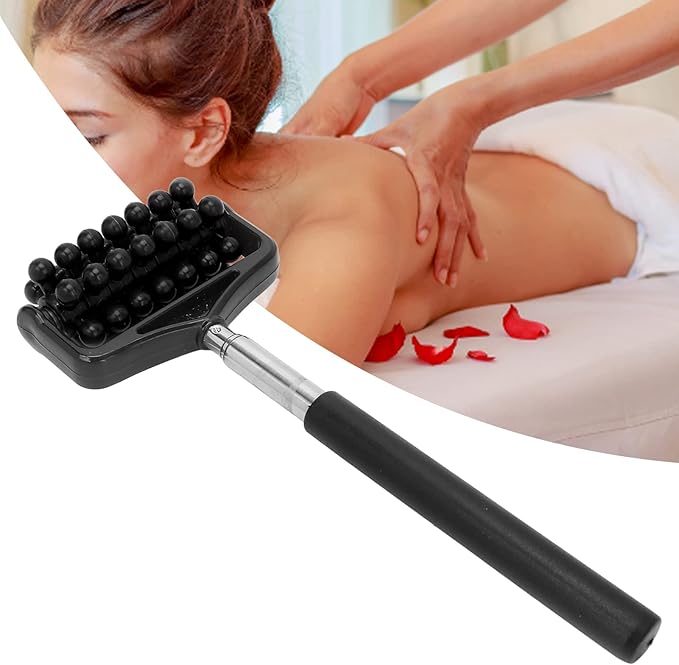 Ymiko Massage Stick, Yoga Massage Stick for Men and Women Granular Body Massage Tool Telescopic Roller Massage Stick Home Neck Leg Back Body Massage Stick(Black)