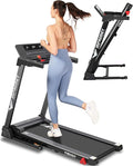 Impremey Folding Treadmill with Incline, Electric Treadmill with 42” x 16” Large Running Belt, Heart Rate Monitor, Easy Assembly, 64 Preset Programs, 7.5 Mph Speed, 2.5HP, Compact Design for Home