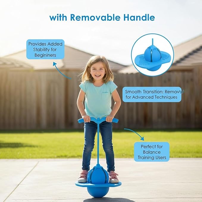 Childrens Balance Jumping Ball, 2026 Upgraded Non-Slip Jumping Balance Board for Kids, Crazy Bouncing Ball with Handle and Pump, High Jump Toy Bounce Jump Trick Board for Kids & Adults