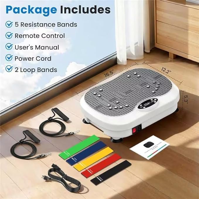 Vibration Plate Exercise Machine for Lymphatic Drainage with 200 Levels, Whole Body Fitness Workout Equipment Stand Shake Board Sport Gym for Weight Loss Fat Burner for Women Men